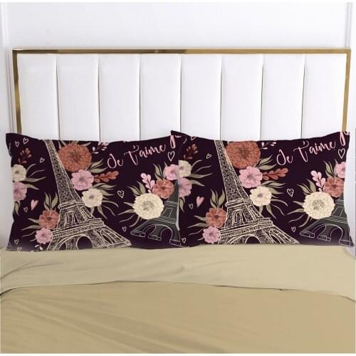 Black Series Eiffeltower Printed 2 PCS 100% Polyester Pillow Case Soft Pillowcases Washable Home Bed Adornment Pillowcase