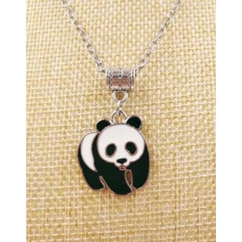 Enamel Panda-Charms Pendant Fashion Jewelry Vintage Statement Sweater Chain Necklace Pendant jewelry-M96