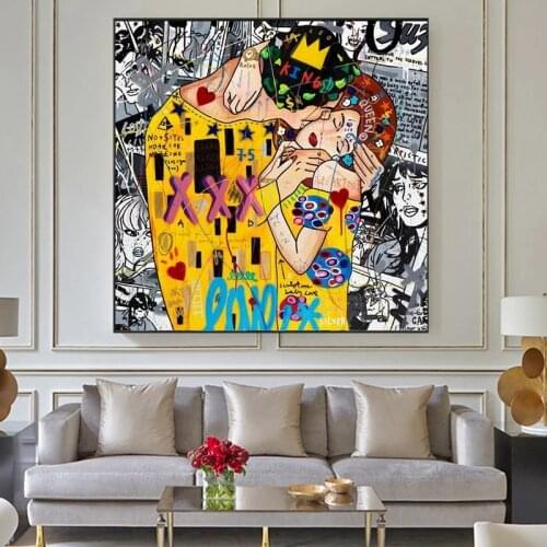 Classic Abstract Character Love Kiss Poster Mural Family Bedroom Childrens Room Wall Decoration Canvas Graffiti Art No Frame