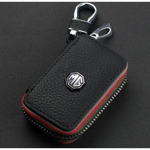 For MG ZS GS 5 Gundam 350 Leather Key Case TF GT 6 Metal Car Logo Keychain Anti-Lost Alloy Car Styling Key Ring Car Accessories