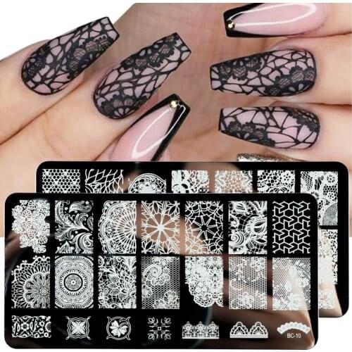 Lace Flowers Nail Stamping Plates Mandala Geometric Nail Art Stamp Templates Polish Printing Stencils Manicure Tools TRBC01-20