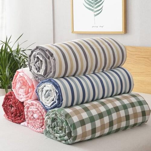 Summer Washed Cotton Quilt Air-conditioning Comforter Soft Breathable Blanket Thin Leaf Print Bedspread Bed Cover Home Textiles