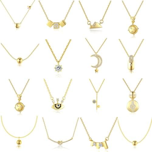 【MeibaPJ 】Fashion S925 Sterling Silver Zircon Inlaid With Plating 14K Simple Pendant Necklace for Women Pave Zircon Fine Jewelry