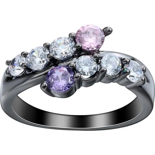 Fashion pink purple CZ zircon rings jewelry for women wedding party ring for men gift free drop shipping