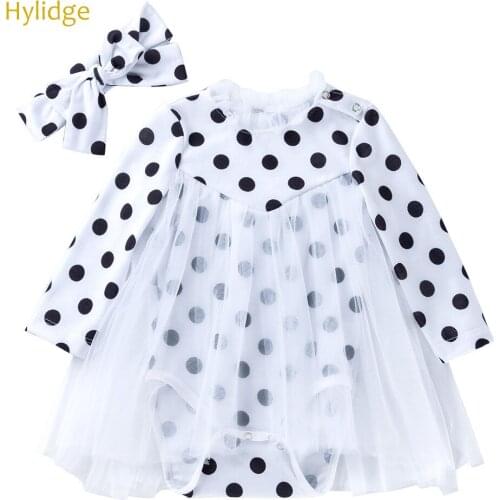 Hylidge Soft Tulle Cotton Romper for Baby Girl White Onesie Twin Baby Outfit Headband Set Toddler Ruffle Princess Dress Clothes