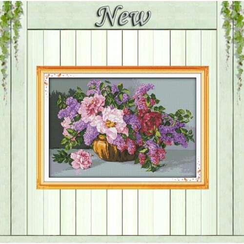 Colorful The blossoming flowers,pattern print on canvas DMC 11CT 14CT Cross Stitch kit,needlework Set embroider,Beautiful Flower