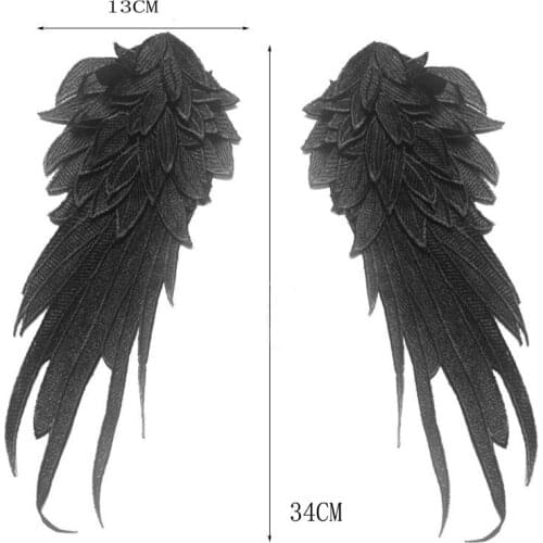 1Pairs New 3D Lace Angles Wing Patches Black White DIY Clothes Patches Soft Wing Lace Patches For Dress Socks Sleeves Decors
