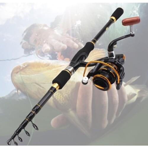 NEW 1.8M 2.1M 2.4M 2.7M Carbon Spinning rod Telescopic Fishing Rod and 12BB Reel Combo Fishing lure Tackle Set Free shipping