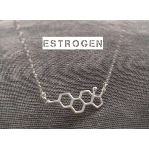 Estrogen Chemistry Molecule Necklaces Science Structure Chemistry Geometry Polygonal Hexagon Female Hormone Pendant Jewelry