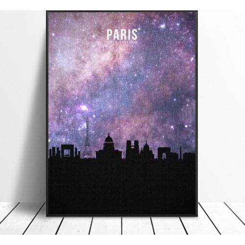 PARIS Starry City Skyline Canvas Art Print Wall Poster Living Room Decoration No Frame