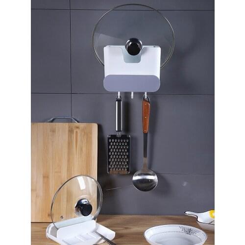Pan Cover Stand Pot Lid Rack Wall-mounted Storage Frame Self Adhesive Home Kitchen Organize Punch-free Shelf Cutting Board