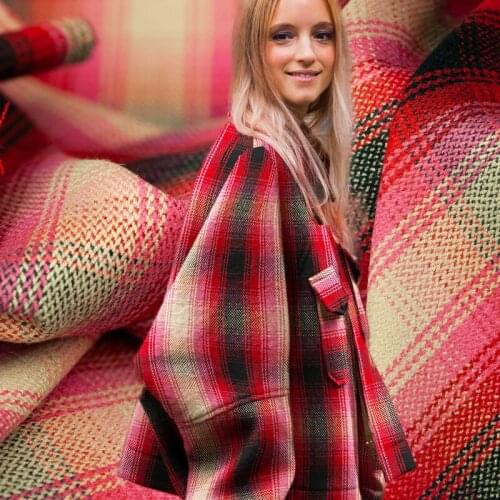 Yarn-dyed check/plaid pure wool fabric,warm red tone,soft and good drape,sewing for jacket,coat,dress,suits,craft by the yard