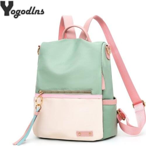 Fashion Backpack Women Candy Color Shoulder Bag Oxford Cloth School Bag For Teenage Girl Children Backpacks Travel Knapsack Bag