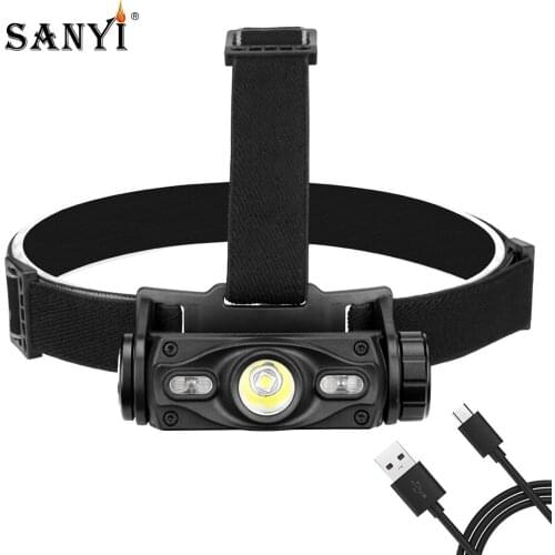 LED Headlight 7 Modes White Red Blue XML L2 Led Headlamp USB Rechargeable Head Torch Waterproof Flashlight With 18650 Battery