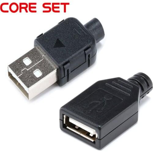 Type A Female or A Male USB 4 Pin Plug Socket Connector With Black Plastic Cover USB Socket or 5pcs male + 5pcs female