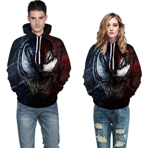 Men Women Cool Anime Originality Comic Print Hooded Sweatshirt We Are Venom Superhero Print 3D Hoodie Teen Fashion Pullover Tops
