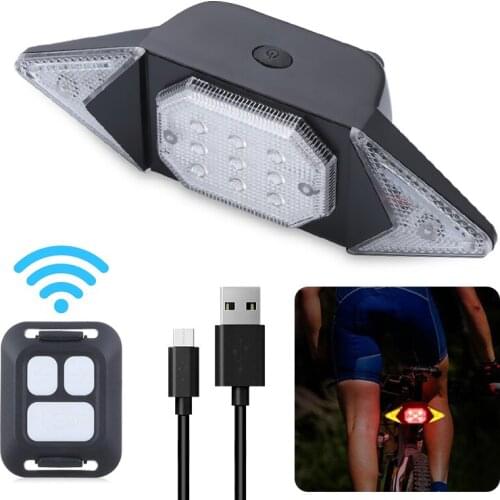 Smart Bike Light Wireless Remote Control Bike Tail Light USB Rechargeable Cycling Back Light for Mountain Road Commuting Bicycle