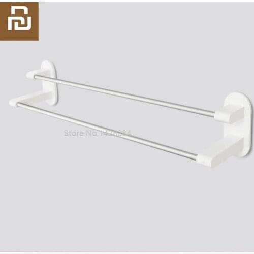 Youpin Towel Hanging Rack Storage Holder Kitchen Bathroom Towel Hanger Wall Mounted Double rod storage Strong load bearing