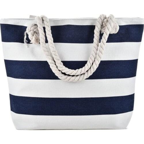 2021 New Casual Beach Polyester Stripes for Women Under One Shoulder Hand Bag Casual Canvas Womens Bag Casual Tote