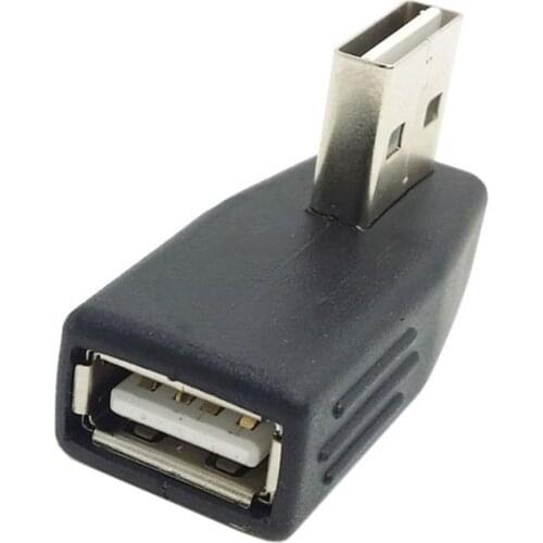 10pcs/lot USB 2.0 A type Male to Female Extension Adapter 90 Degree Left & Right Angled Reversible Design Black color