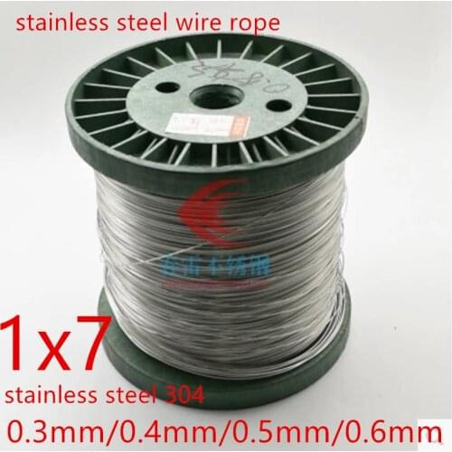 100M/Roll 1X7 Structure AISI 304 0.3mm 0.4mm 0.5mm 0.6mm Diameter Stainless Steel Wire Rope