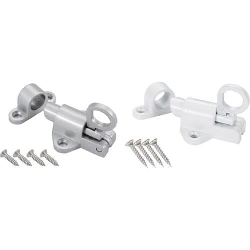 2Pcs Aluminum Alloy Security Automatic Window Gate Lock Spring Bounce Door Bolt Latch - Gray & White