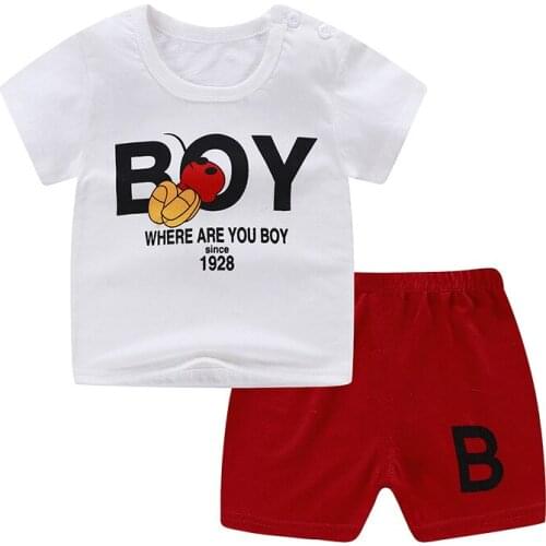2Pcs/Set Letter Flower Baby Clothes Cartoon Animals Summer Baby Girls Boys T-Shirt Set Short Sleeve Kids Children Clothes