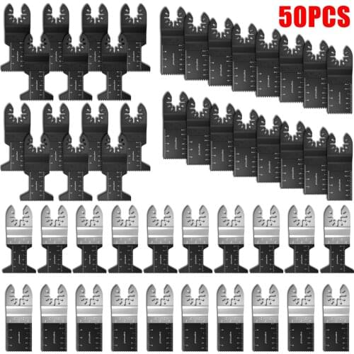 50Pcs Oscillating Multi Tool Saw Blade HCS Cutting Wood Renovator Blades Woodworking Power Hand Tool Mixed Vibration Small Saw
