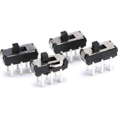 50 unids/lote 6 pines interruptor deslizante 2 posiciones interruptor de palanca para PCB DPDT interruptor de palanca Vertical