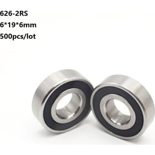 500pcs/lot 6x19x6mm 626RS 626-2RS 626 RS 2RS Miniature mini ball bearings 6*19*6mm Double rubber cover Deep Groove Ball bearing