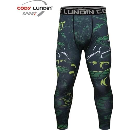 Cody Lundin Mens Fitness Trousers Digital Printing Stitching Sports Tights Slim Running Fighting Training Pants Gym Leggings
