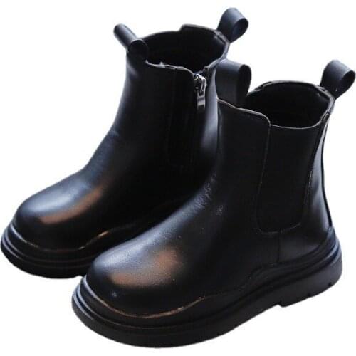 Childrens Leather Boots 2021 New Kids Fashion Girls Boots Soft Bottom Non-slip Little Girl Martin Bottes Kids Shoes Baby Boots