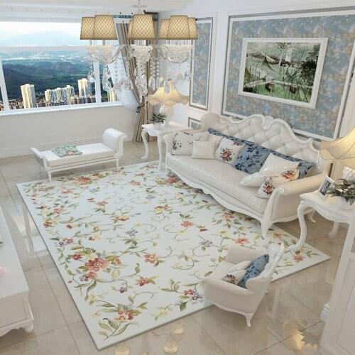 European Pastoral Floor Carpet For Living Room Big Size Flower Pattern Non-Slip Rug American Style 3D Floral Rug Bedroom Decor