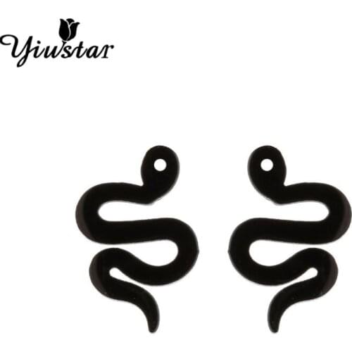 Hfarich Trendy Cute Cartoon Snake Earring Stud for Women Steel/Black/Rose Gold Color Stainless Tiny Animal Jewelry Birthday Gift