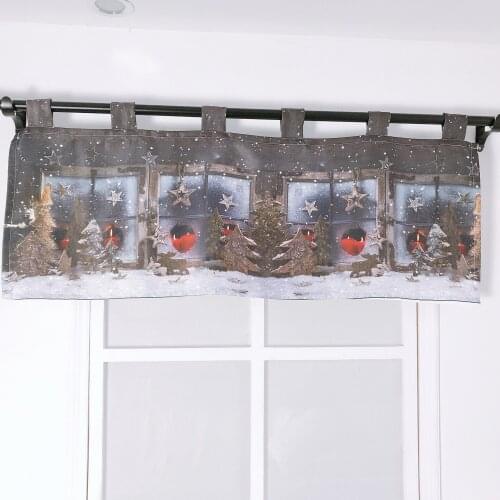 Cotton Linen Short Curtain for Christamas Decoration Half Window Curtains for Kitchen Coffee Office Drapes European American