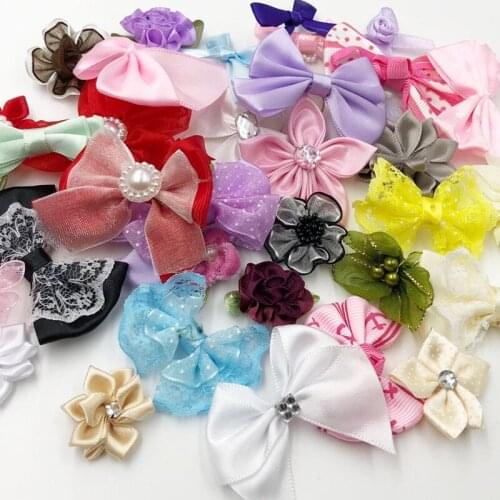 50pcs Ribbon bow flowers appliquest craft lots mix A087