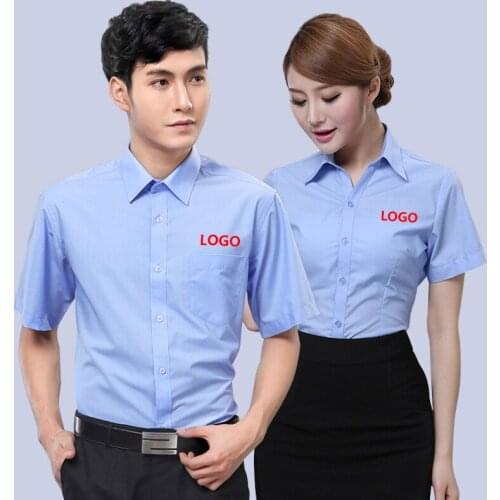 Spring and autumn long-sleeved men and women with the same professional shirt office group staff shirt custom printing embroider