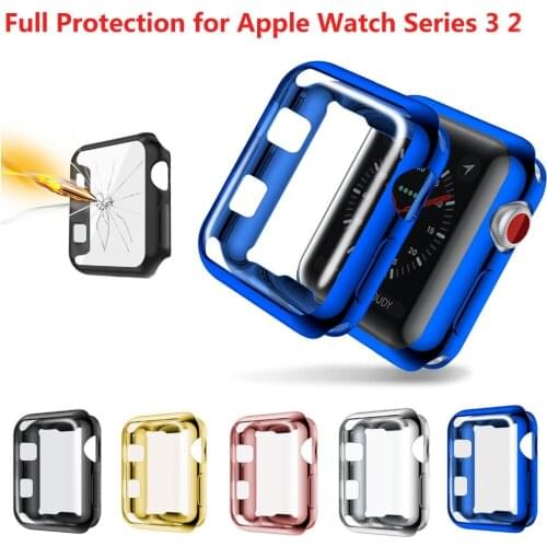 Soft TPU Slim Silicone Cover for Apple Watch Case Series 3 Series 2 Full Protect Watch Case for iWatch Cover 42mm 38mm Strap