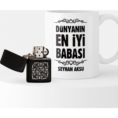 Personalized World Best Father Gasoline Lighter and Mug Seti-6