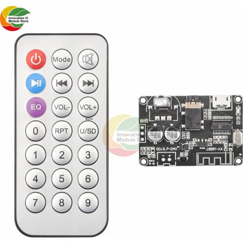 Ziqqucu Bluetooth 5.0 MP3 Decoder Board Wireless Receiver Audio Stereo Amplifier Module Remote Control for Car DC 3.7 -24V