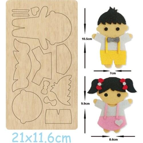Christmas Fashion Boy Girl Doll Wood Mold Cutting Dies Cut Wood DIY New Keychain Schoolbag Suitable For Die Cutting Machine