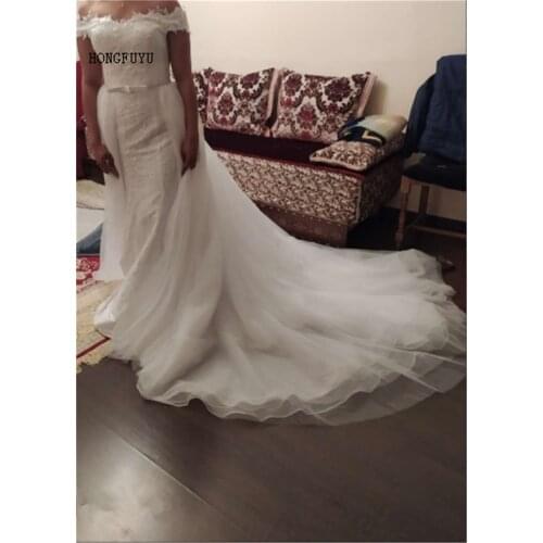 Robe de mariée South African Mermaid Wedding Dresses Detachable wedding dress Sheer Neck Off Shoulder 2021 Bridal wedding Gowns