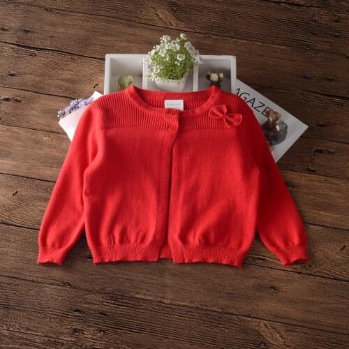 Red Bow Baby Girls Sweater Cardigan 1 Year Old Single Button Spring Outerwear Baby Girls Jacket 12 24 M Baby Clothes 185063