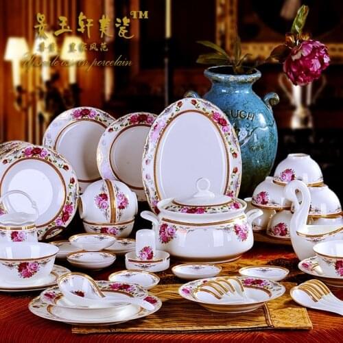 High-end gift dishes Jingdezhen tableware bowl set household ceramic bone china European porcelain wedding gifts