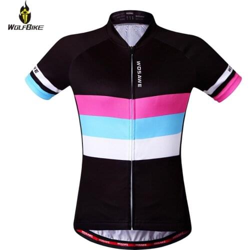 Wolfbike Women Quick Dry Cycling Jersey Short Sleeve Ladies T-shirt Bike Summer Breathable Cycle Tight Shirts Sports Clothing