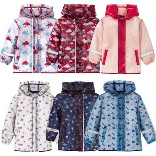 Yuding 80-130cm CHILDREN RAINCOAT Kindergarten Baby Kids Waterproof Rain Coat Semi-transparent Raincoat for Children with Hood