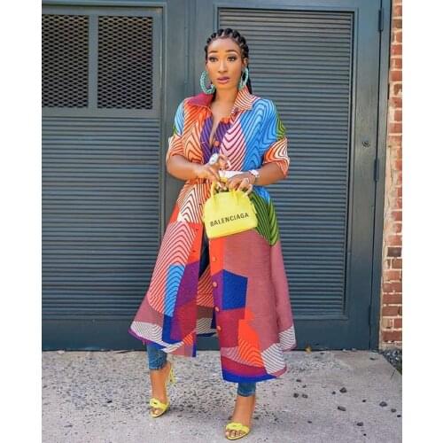 2021 European American Spring And Summer Miyake Pleated Print Feminine Leisure Western-Style Over The Knee Coat Spot