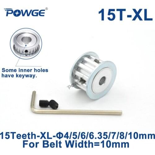 POWGE 15 Teeth XL Timing pulley Bore 4/5/6/6.35/7/8/10mm for width 10mm XL Synchronous Belt 15-XL-10 AF Gear Wheel 15teeth 15T