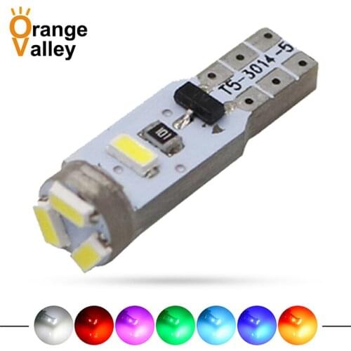 100Pcs T5 3014 SMD W1.2W 73 74 5 Car LED Lights Super Bright Interior Instrument Lamps DC 12V
