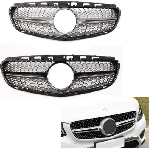 Diamond Front Grille Bumper Grill for Mercedes Benz E-Class W212 2014 2015 2016 Facelift Avantgarde E63 AMG Black Chrome Style